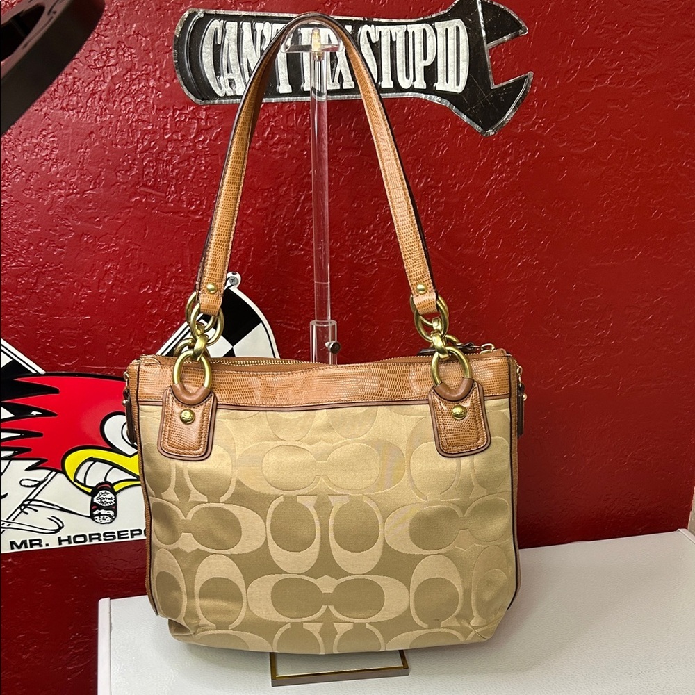 Coach Beige and Brown Shoulder Bag - Picture 6 of 13
